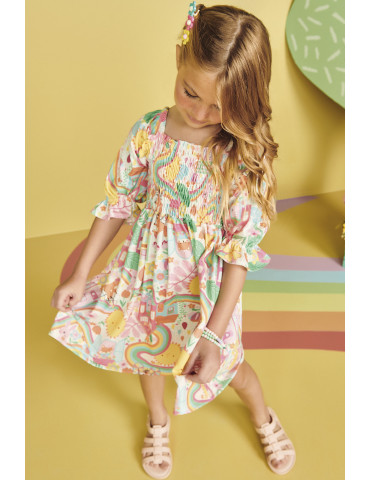 Vestido Infantil Lastex em...