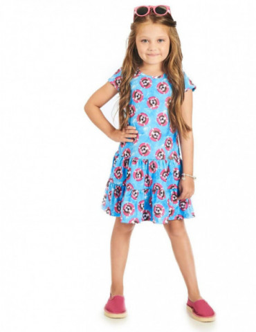 Vestido Infantil Azul Dogs...